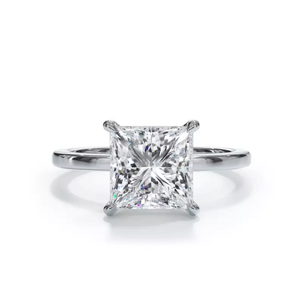 AGI Certified 3 CTW Lab Grown Diamond Solitaire Engagement Ring – G-Vs Clarity, 14K White Gold