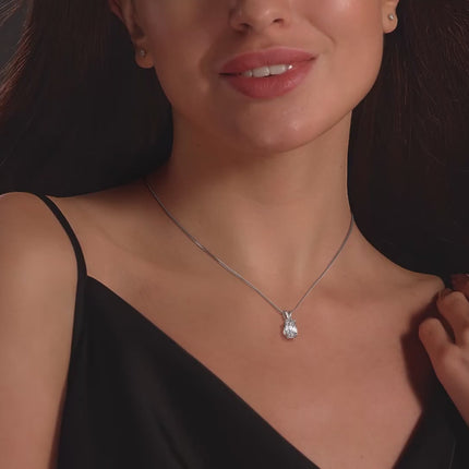 2.00 CTW AGI Certified Pear-Cut Lab-Grown Diamond (F/Vs) Pendant in 14K White Gold