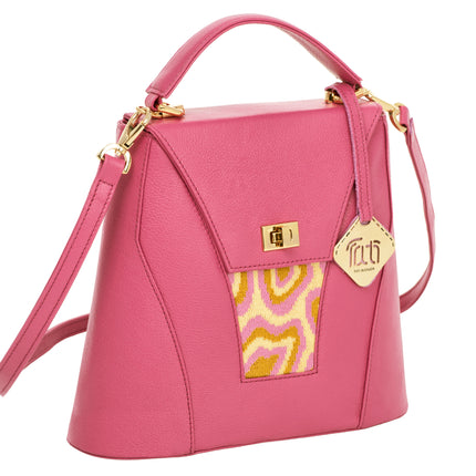 TATI BODUCH Designer Handbag, AGATE Collection, Genuine Leather: Pink, Knitwear: Pink