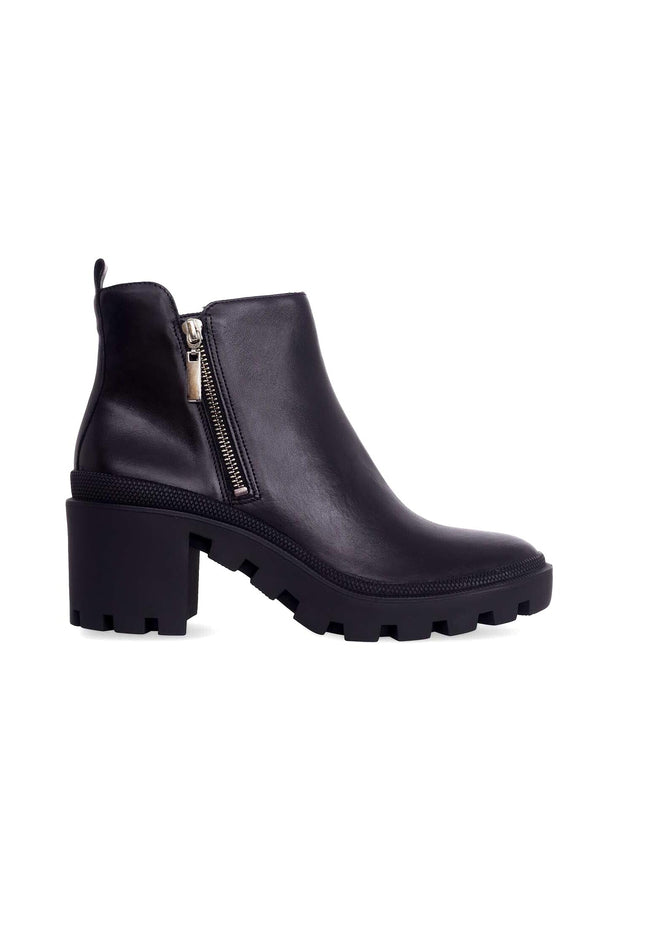 Sophora Goat Leather Ankle Boots – 9cm Round-Toe Block Heel
