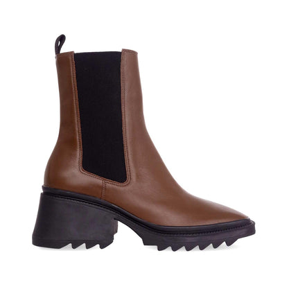 Arachis Brown Calf Leather Combat Boots – 7.8cm Heel