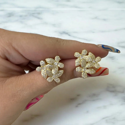 Flowers Large Stud Earrings Gold