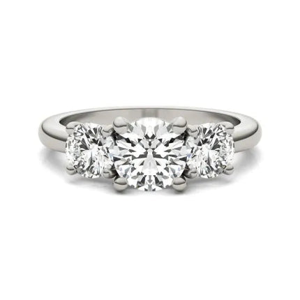 3 CTW AGI Certified Lab Grown Diamond (G-Vs) Three Stone Engagement Ring in of 14K Gold