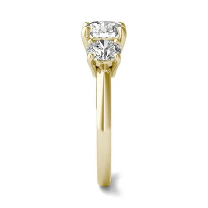 3 CTW AGI Certified Lab Grown Diamond (G-Vs) Three Stone Engagement Ring in of 14K Gold