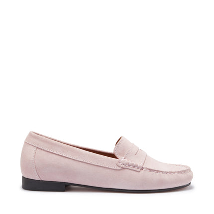 Women's Penny Loafers Leather Sole, Ice Pink Suede