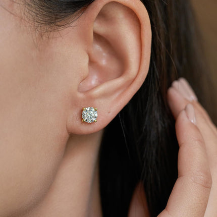 3.00 CTW Lab Grown Diamond Stud Earrings | 14k Gold | G-Vs Round Cut | AGI Certified