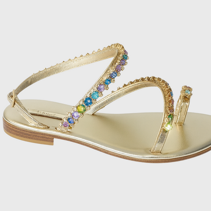 Sorrento Sandals – Gold Leather With Swarovski Crystals