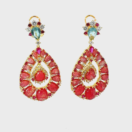 Paloma Pink Opal Drop Earrings Gold