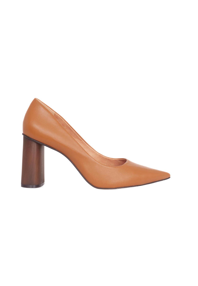 Plinia Leather Block Heel Pumps – 8.4cm Brown