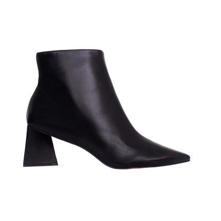 Mabea Black Sheepskin Ankle Boots – 6.4cm Pointed Block Heel