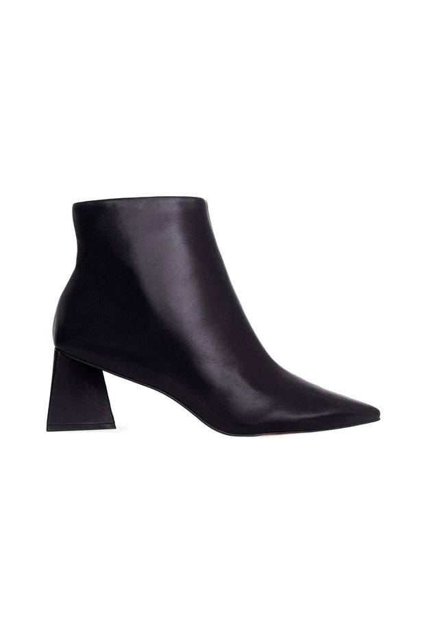 Mabea Black Sheepskin Ankle Boots – 6.4cm Pointed Block Heel