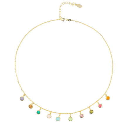 Florence Multi Coloured Gemstone Necklace Gold