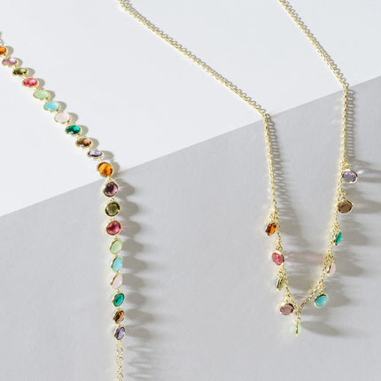 Florence Multi Coloured Gemstone Necklace Gold