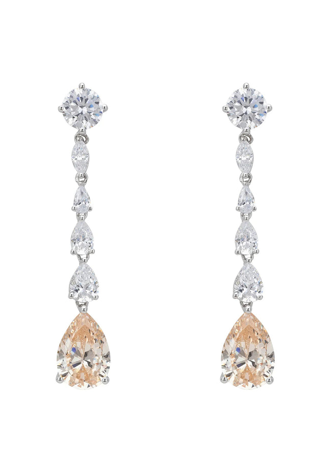 Bardot Champagne Quartz Drop Earrings Silver