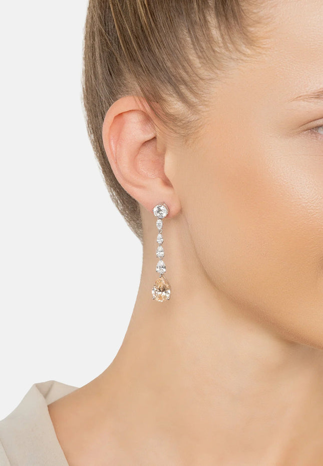 Bardot Champagne Quartz Drop Earrings Silver