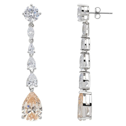 Bardot Champagne Quartz Drop Earrings Silver