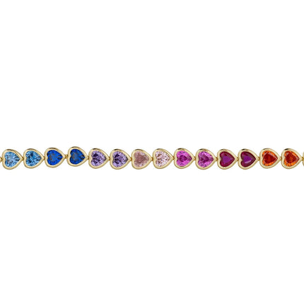 Heart Garland Tennis Bracelet Multicoloured Gold