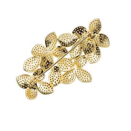 Petal Cascading Flower Brooch Gold
