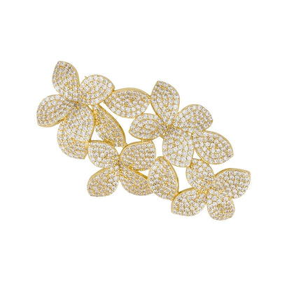 Petal Cascading Flower Brooch Gold