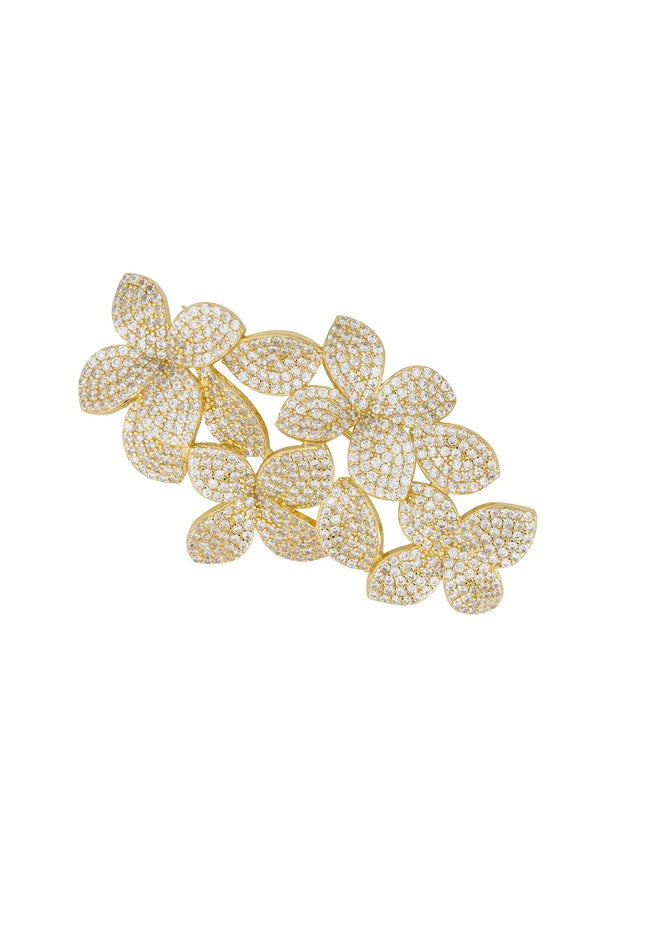 Petal Cascading Flower Brooch Gold