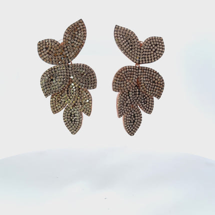 Petal Cascading Flower Earrings Rosegold Champagne
