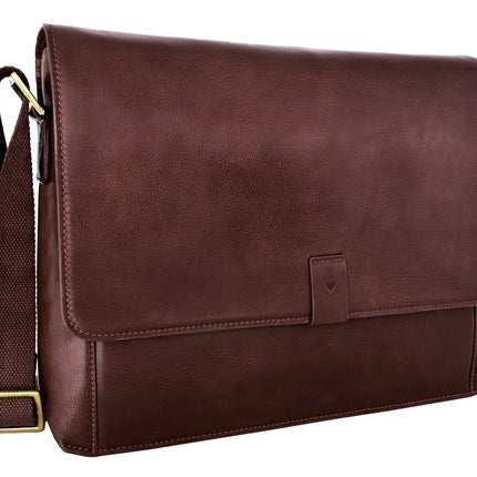 Aiden Leather Business Laptop Messenger Cross Body Bag