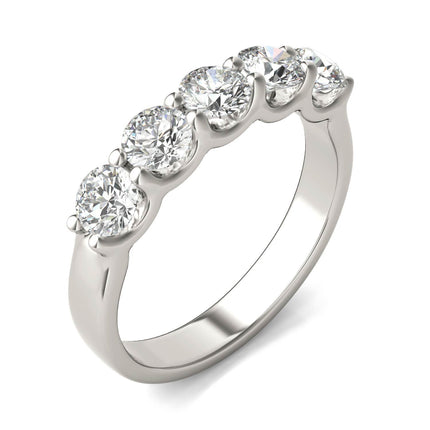AGI Certified 1 1/4 CTW Round Lab Grown Diamond (G/Vs) Five Stone Anniversary Band in 14K White Gold