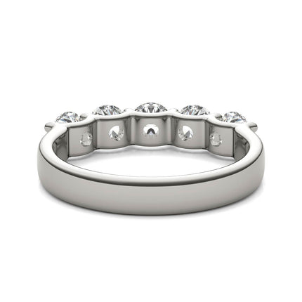 AGI Certified 1 1/4 CTW Round Lab Grown Diamond (G/Vs) Five Stone Anniversary Band in 14K White Gold