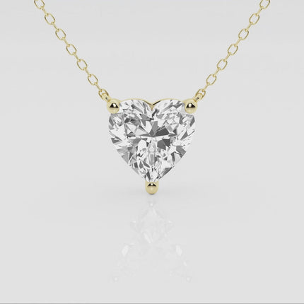 2.00 CTW Floating Heart Shape Lab Grown Diamond Solitaire Pendant Necklace F/G VS1 AGI Certified in 14K White or Yellow