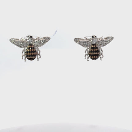 Honey Bee Stud Earrings Silver