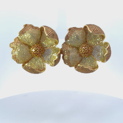 Poppy Flower Lemon Earrings Gold