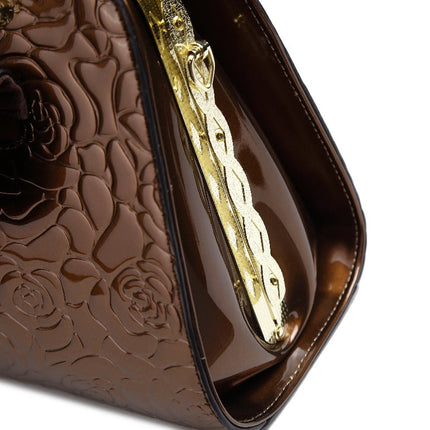 Brangio Italy Elegant Luxury Floral Embossed Designer Handbag
