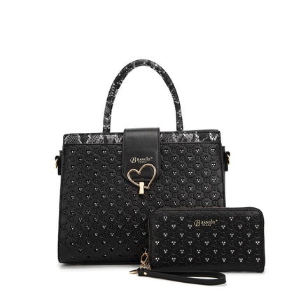 Brangio Chic Beige Heart-Patterned Tote Bag
