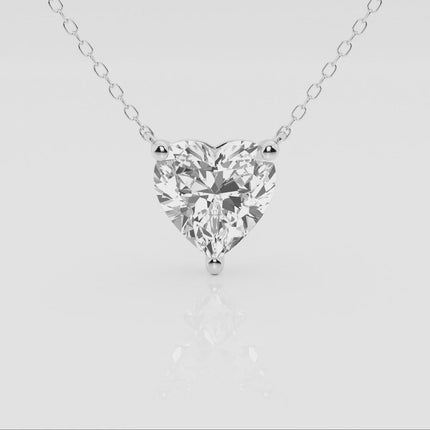 2.00 CTW Floating Heart Shape Lab Grown Diamond Solitaire Pendant Necklace F/G VS1 AGI Certified in 14K White or Yellow
