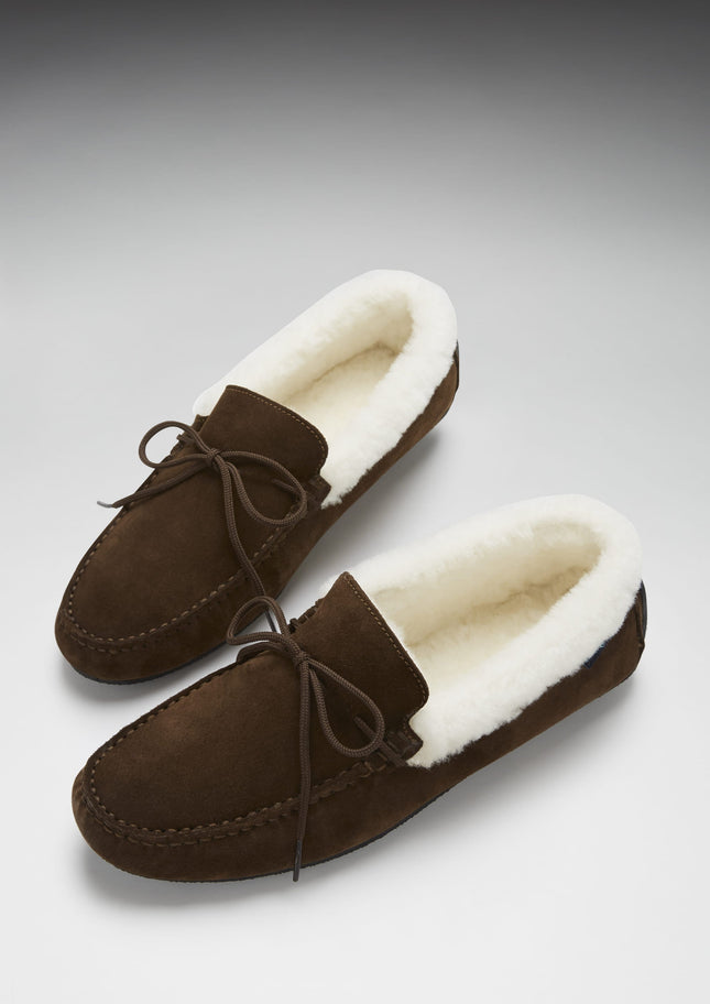 Slippers, Sheepskin, Brown Suede