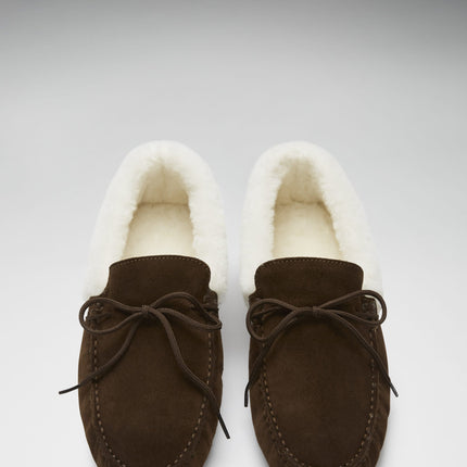 Slippers, Sheepskin, Brown Suede