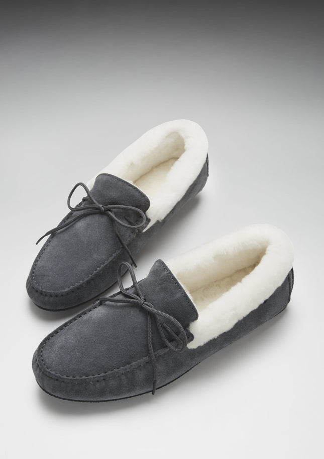 Slippers, Sheepskin, Slate Grey Suede