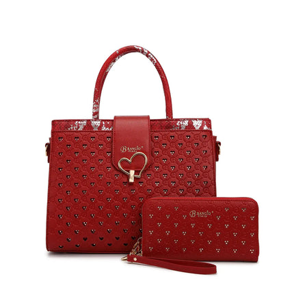 Brangio Chic Beige Heart-Patterned Tote Bag