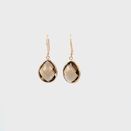 Petite Drop Earrings Smokey Quartz Rosegold