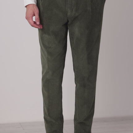 Autumn Winter Green Velvet Chino Trousers