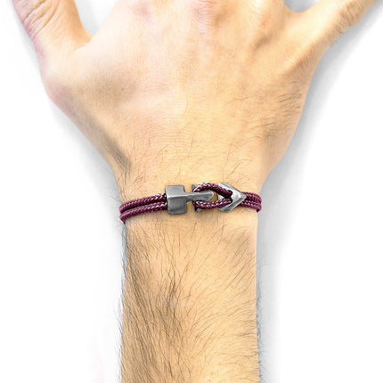 Aubergine Purple Brixham Silver and Rope Bracelet