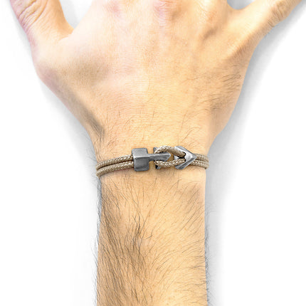 Sand Brown Brixham Silver and Rope Bracelet