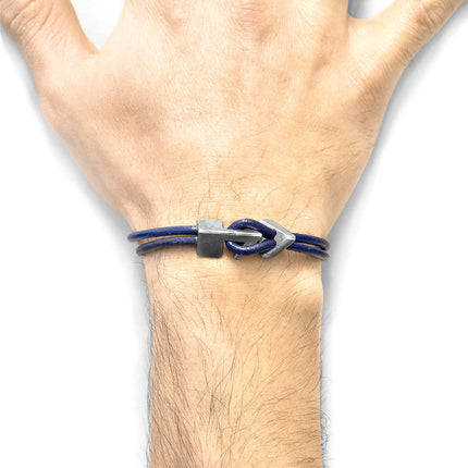 Azure Blue Brixham Silver and Round Leather Bracelet