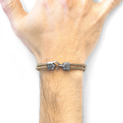 Sand Brown Cromer Silver and Rope Bracelet