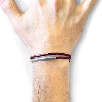Aubergine Purple Hove Silver and Rope Bracelet
