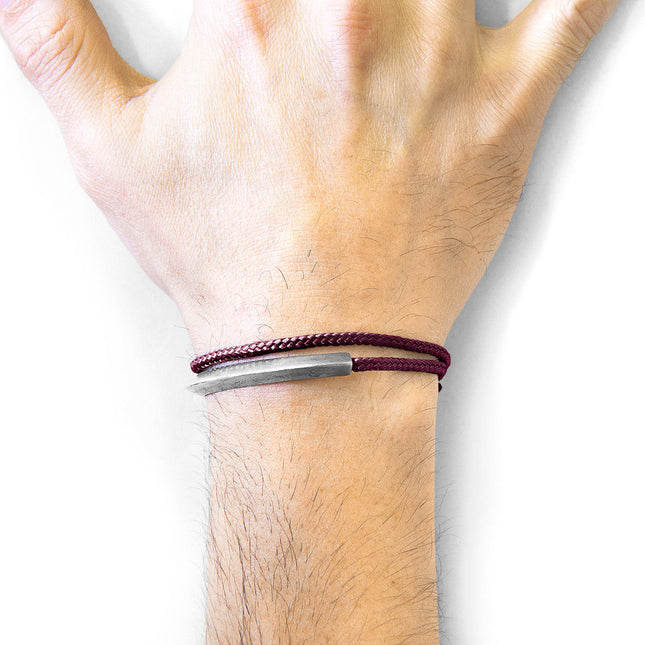 Aubergine Purple Hove Silver and Rope Bracelet