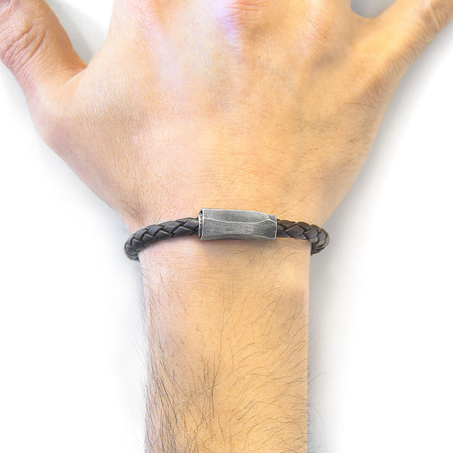 Cacao Brown Hayling Silver and Braided Leather Bracelet
