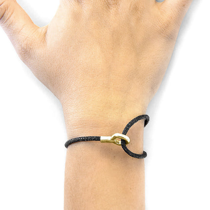 Raven Black Blake 9ct Yellow Gold and Stingray Leather Bracelet