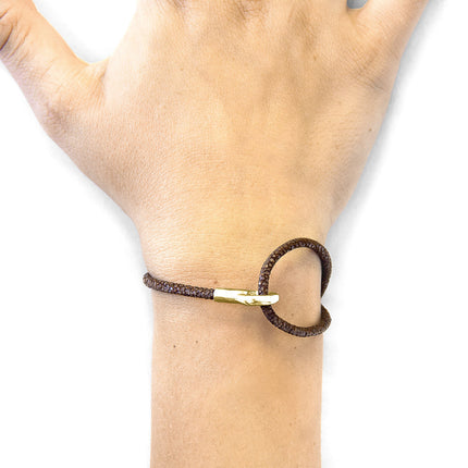 Mocha Brown Blake 9ct Yellow Gold and Stingray Leather Bracelet