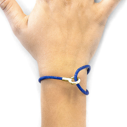 Azure Blue Blake 9ct Yellow Gold and Stingray Leather Bracelet